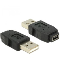 DeLOCK Gender Changer – Adapter für Kabel (Mini USB-B 5-Pin, USB-A, Schwarz
