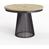 meblini Esstisch Eiche Artisan, Schwarz, Rund, 100x77x100 cm, Esszimmer, Tische, Esstische