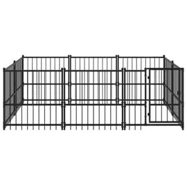 vidaXL Outdoor-Hundezwinger 5,63 m2 Stahl Schwarz