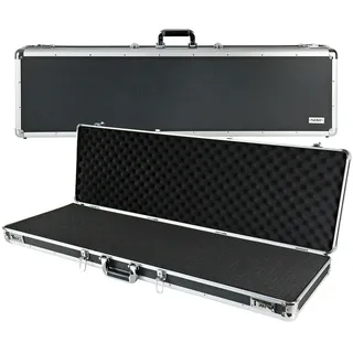 HMF 14405-02 Alu Waffenkoffer für Gewehre mit Rasterschaumstoff, 117 x 36 x 12 cm, Schwarz