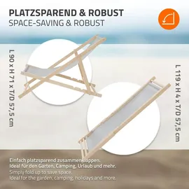 ECD Germany Sonnenliege 117 x 52 x 83 cm Hellgrau