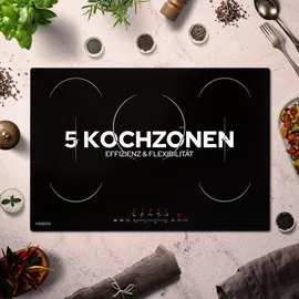 Arebos Induktionskochfeld 9800 W 5 Kochfelder mit 2 Flexzonen 77 cm Autark mit Sensor Touch, Timer, Kindersicherung, �berhitzungsschutz,
