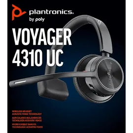 Poly Voyager 4310 On Ear Headset Bluetooth®, kabelgebunden Mono Schwarz Headset, Mono