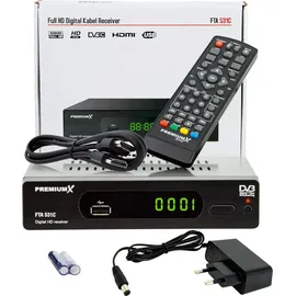 PremiumX Kabelreceiver DVB-C FTA 531C Digital FullHD SCART HDMI USB Mediaplayer, TV-Receiver Kabel-Fernsehen