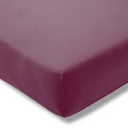 Bettlaken ESTELLA "Zwirnjersey", lila (aubergine), B:150cm L:200cm, Jersey-Elasthan, Obermaterial: 97% Baumwolle, 3% Elasthan, Laken, langlebig, temperaturausgleichend, Bettlaken, Spannbetttuch