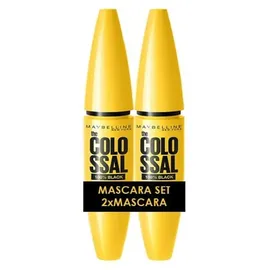 Maybelline New York Schwarze Mascara für kolossales Volumen, Mit Collagen, Wimperntusche im Doppelpack, Volum'Express The Colossal, Black (Schwarz), 2 x 10,7 ml
