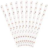 Partydeco Trinkhalme Papier 19 cm 10 St. Weiß/Roségold