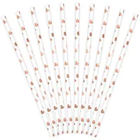 Partydeco Trinkhalme Papier 19 cm 10 St. Weiß/Roségold