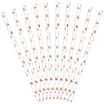 Partydeco Trinkhalme Papier 19 cm 10 St. Weiß/Roségold