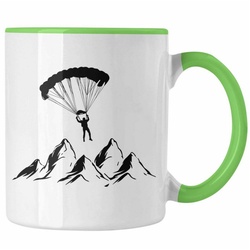 Trendation Tasse Gleitschirmfliegen Tasse Geschenk Paragliding Paragleiten Luftsport G grün