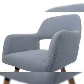 Mendler Esszimmerstuhl HWC-A50 II, Stuhl Küchenstuhl Polsterstuhl, Holz Stoff/Textil Cord (400g/m2) FSC® ~ hellgrau