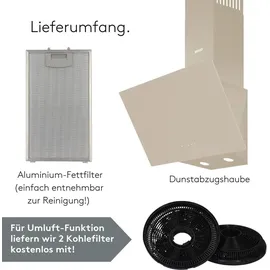Wiggo Dunstabzugshaube 60cm kopffrei I Abluft Umluft Dunstabzug 650m3/h - Touch-Display 4 Stufen I Energieeffizienzklasse A Schräghaube inkl. Fet...