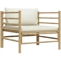 vidaXL Gartensofa mit Kissen Cremeweiß Bambus