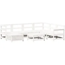 vidaXL Garten-Sofagarnitur 8-tlg. Loungeset weiß