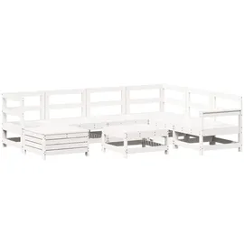 vidaXL Garten-Sofagarnitur 8-tlg. Loungeset weiß