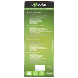 ez solar LED Solar Metall Deko Tischleuchte mit 5 warmweißen LED, inklusive Akku austauschbar