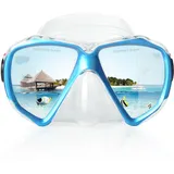 Taucherbrille für Erwachsene mit Anti-Nebel Schnorchelmaske, Schwimmmaske gehärtetem Glas und Nasenabdeckung zum Schnorcheln und Schwimmen (Seeblau)