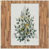 Teppich Flachgewebe Deko-Teppiche für das Wohn-,Schlaf-, und Essenszimmer, Abakuhaus, rechteckig, Eukalyptusblätter Einfache botanische Kunst Dreieck grün|weiß 120 cm x 180 cm