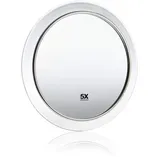 Fantasia Beauty® Kosmetikspiegel mit 5-Fach Vergrößerung – Sicherer Halt durch 2 Saugnäpfe – Perfekt zum Schminken & Rasieren – Ø 15 cm – Vergrößerungsspiegel ohne Bohren für Bad, Dusche & Reisen