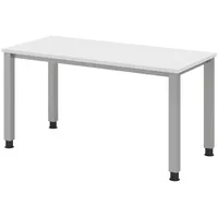 Bümö Schreibtisch Weiß, Silber, Nachbildung, Rechteckig, 140x74x67.2 cm, FSC