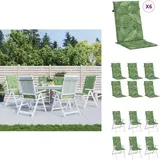 Hochlehner-Auflagen 6 Stk. Blattmuster Stoff - Hochlehner Auflagen - Gartenstuhlkissen - Outdoor Kissen - Sitzkissen - Wasserabweisende Kissen