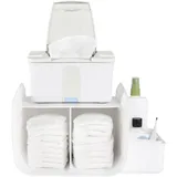 Ubbi Nappy Tabletop Organiser, Stores Baby Nappies, Wipes & Baby Accessories, Newborn Nursery Essentials, White