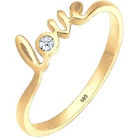 Elli DIAMORE Ring Damen Love-Schriftzug Diamant (0.03 ct.) 585 Gelbgold