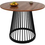 Runder Esstisch (80×80×76cm), Küchentisch,, Runder Kaffeetisch für 4,geeignet für Esszimmer, Wohnzimmer,Tischbeine aus Metall - Schwarz