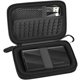 Schutzhülle kompatibel mit Samsung T9 / T7 / T7 Shield Portable SSD 1 TB 2 TB 4 TB externe Festplatte, Aufbewahrung, Reisehalterung, Organizer für Solid-State-Laufwerke und USB-Kabel (nur Box
