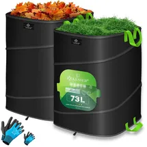 Kesser KESSER® Pop-Up-Gartensack Laubsack Gartenabfallsack inkl. Handschuhe Selbststehend mit Griffen Stabil Robust | Faltbar Laubsäcke Rasenschnitt Gartensäcke für Gartenabfälle Grünschnitt