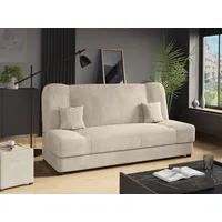 MIRJAN24 Schlafsofa Jonas Cord, mit Bettkasten und Schlaffunktion, mit zwei Kissen, Wellenfeder, 195x87x86 cm beige