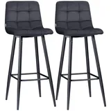 Homcom 2er-Set Barhocker, Bistrohocker, Barstuhl, mit Fußstütze, Samt-Bezug,
