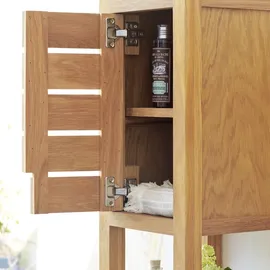 Tikamoon Eiche Hochschrank 30 cm Beige Massivholz