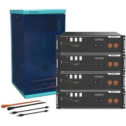 Pylontech Bundle 4 x US3000C (14 kWh) mit Wechselrichter-Anschlusskabelset und Batterieschrank