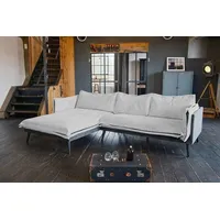 KAWOLA Sofa QUENYA Ecksofa Cord hellgrau / Velvet anthrazit