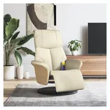 vidaXL Massagesessel mit Fußteil Kunstleder 87 x 104,5 x 87 cm Creme drehbar mit Kissen