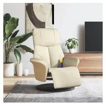 vidaXL Massagesessel mit Fußteil Kunstleder 87 x 104,5 x 87 cm Creme drehbar mit Kissen