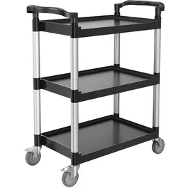 Vevor Universalwagen, 136 kg, 3-stufiger Universalwagen aus Kunststoff mit 360° Schwenkrädern (2 mit Bremse), 880x410x990 mm großer Servierwagen für Lager, Büro, Zuhause, Restaurant, Küche