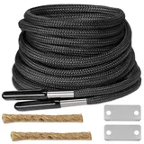 UamGlsob Paracord Schnürsenkel mit Magnesium Feuerstahl, Notfall Survival Schuhbänder für Trekking, Taktik Wandern, Camping & Bushcraft (Black, 180cm) - 72Inch/180cm