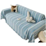 Refttenw Sofahusse Stretch-Sofabezug Jacquard Sofaüberwurf Rutschfest Abwaschbar blau