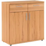 Kommode, Buche, Metall, Kernbuche, furniert,furniert, massiv,massiv, 1 Fächer, 2 Schubladen, 84x87x39 cm, Goldenes M, Made in Germany, DGM-Klimapakt, Typenauswahl, Wohnzimmer, Kommoden & Sideboards, Kommoden