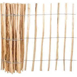 5m VOSS.garden Staketenzaun, Lattenabstand 7-8cm, Gartenzaun aus Haselnuss, 90cm