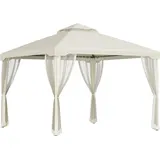 Pavillon mit Doppeldach, ca. 3x3 m Wasserdicht Stabil Winterfest Gartenpavillon mit Moskitonetz, Seitenteile, Garten-Pavillon aus Metall, für Garten,