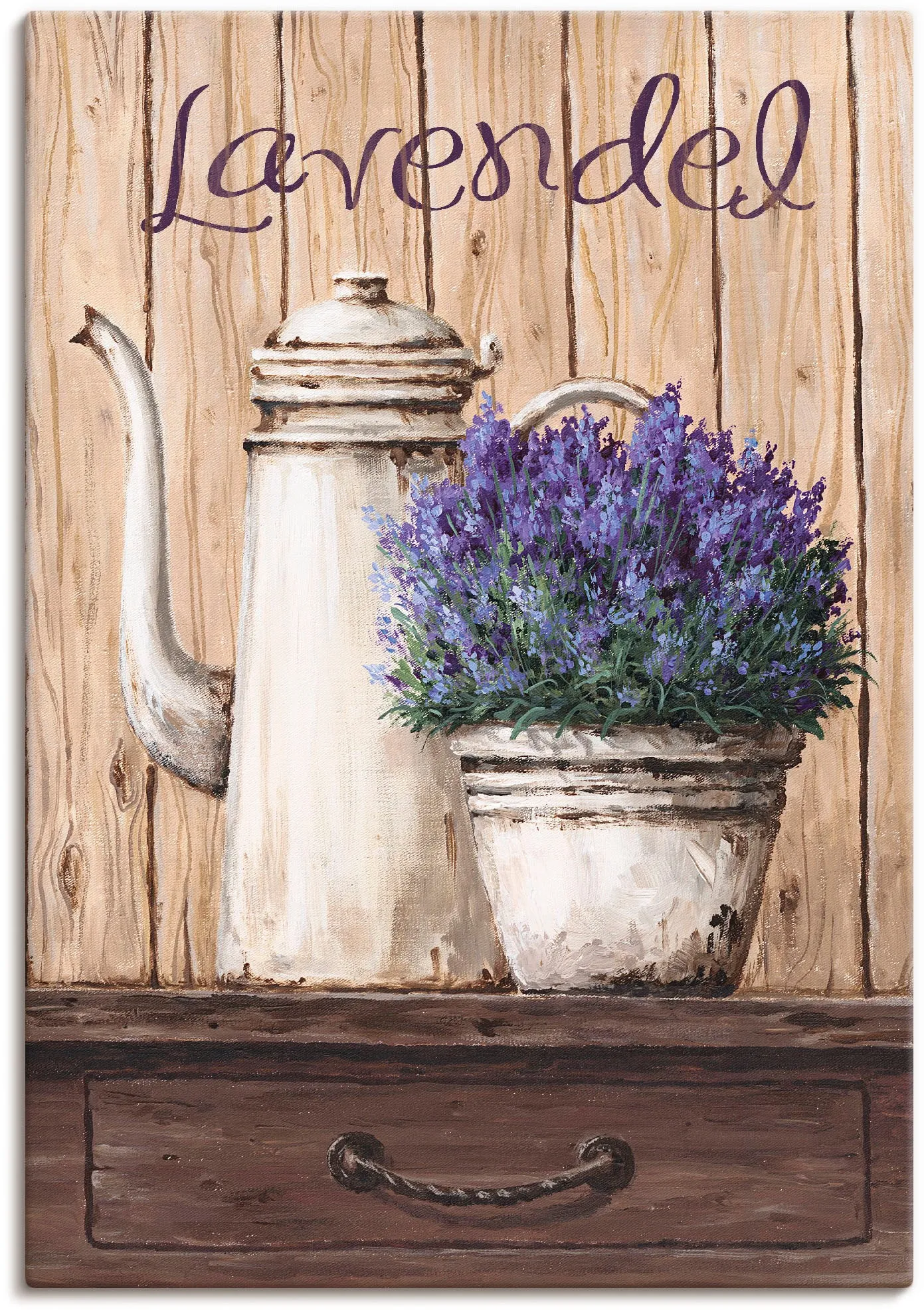 Wandbild »Lavendel«, Vasen & Töpfe, (1 St.), als Leinwandbild, Wandaufkleber in verschied. Größen, 37819041-0 naturfarben B/H: 50 cm x 70 cm