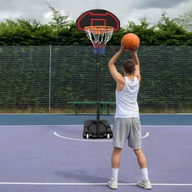 Costway Basketballständer höhenverstellbar, Basketballkorb mit Ständer, Basketballanlage rollbar, Korbanlage gee... - Schwarz/Rot