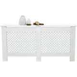 ECD Germany Heizkörperverkleidung Wabenmuster 152x19x82 cm Weiß MDF lackiert