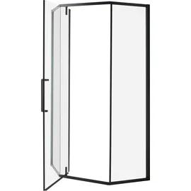 Beliani Tocantins Duschkabine mit Pendeltür 90 x 190 cm Schwarz/Klarglas Fünfeck