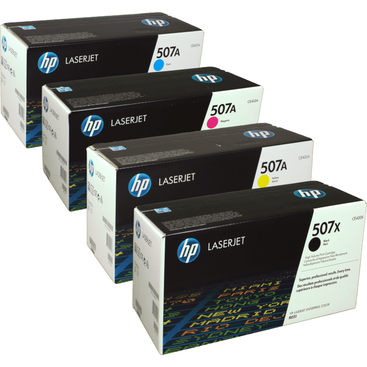 4 HP Toner CE400X-CE403A  507X  507A  Multipack BK C M Y  4-farbig