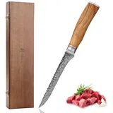 Wakoli Damastmesser Ausbeinmesser 16 cm Olivenholzgriff