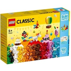 LEGO® Spielbausteine Classic 11029 - Party Kreativ-Bauset, (900 St), Bausteine-Box, mit Teddybär, Clown, Einhorn, ab 5 Jahren bunt